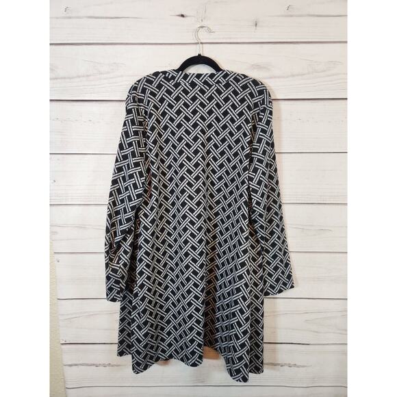 Notations Women's Black & White Pockets Open Front Cardigan Size 2X - Picture 2 of 7